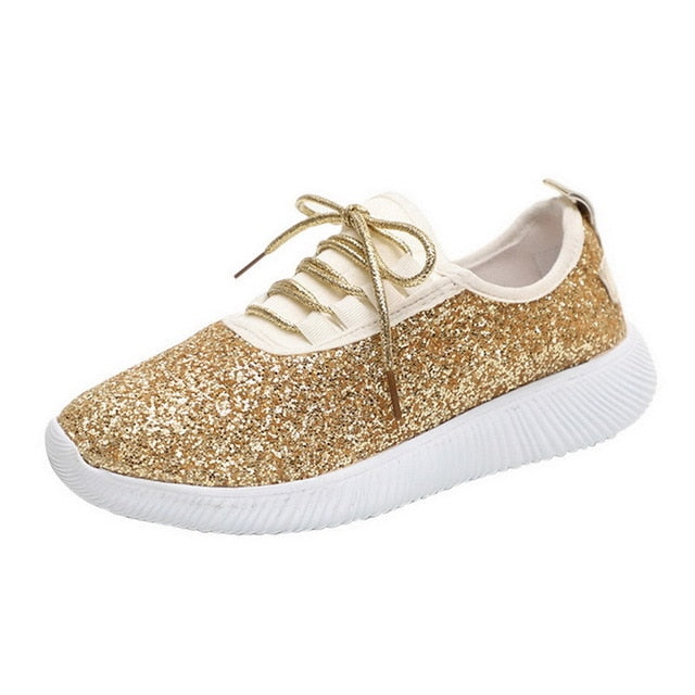 Fashion Gold Silver Shoes Women Glitter Sneakers